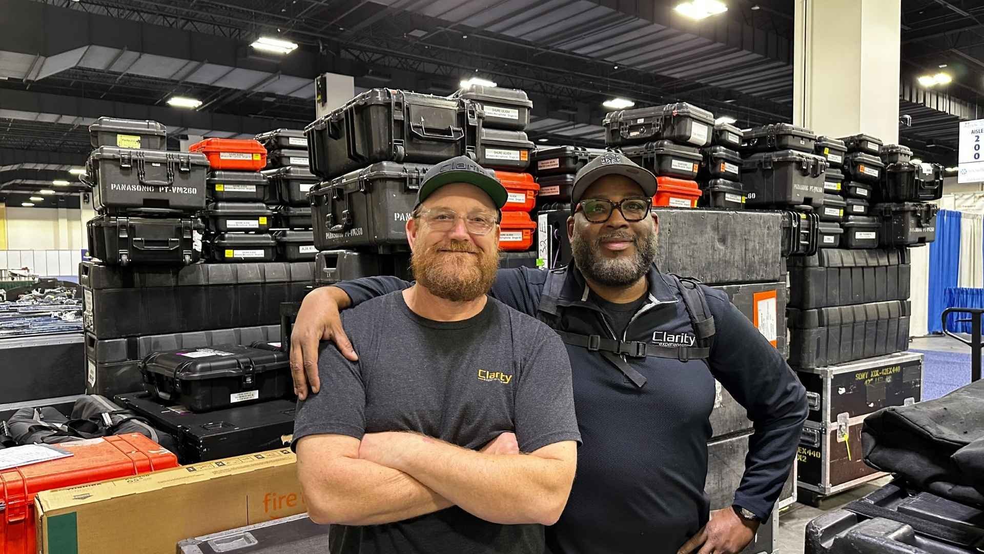 Crew Working In Exhibit Hall At Live Event