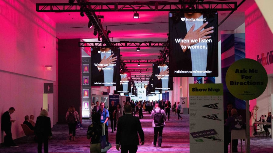 Entrance Hallway At HLTH 2023 Featuring Digital Signage