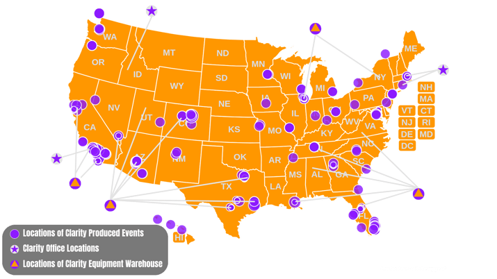 Map Showing Locations Of Clarity Produced Events